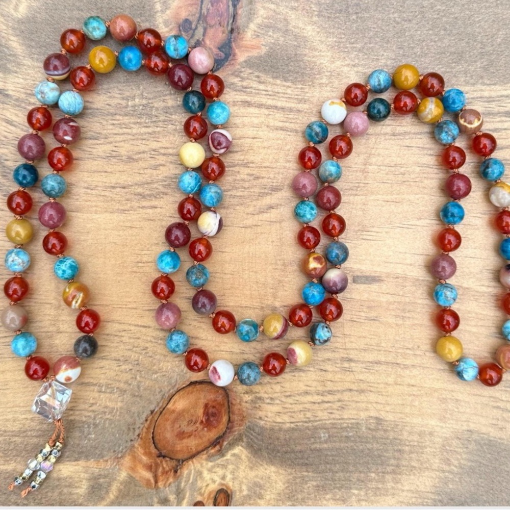 Handmade 108 Bead Gemstone Mala Necklace
